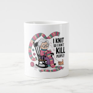 Taza De Café Gigante Diseño Divertido de Abuela Tejiendo