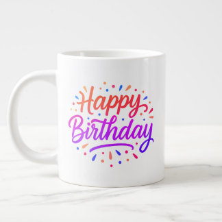 Taza De Café Gigante Diseño elegante de caligrafía de cumpleaños