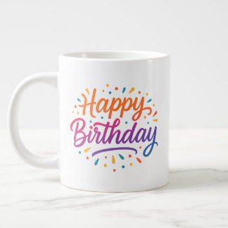 Taza De Café Gigante Diseño elegante de caligrafía de cumpleaños