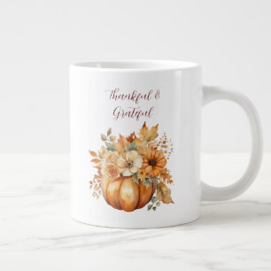 Taza De Café Gigante Diseño floral de calabaza de colores de acción de