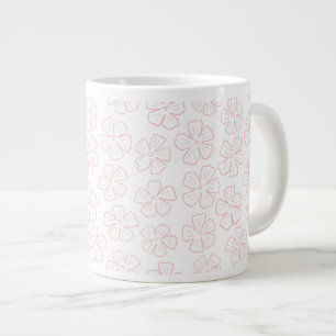 Taza De Café Gigante Diseño floral de contorno romántico sutil. envolvi