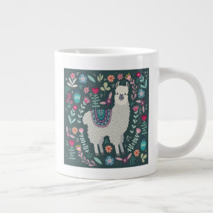 Taza De Café Gigante Diseño floral de la llama linda