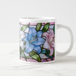 Taza De Café Gigante Diseño floral de lirio de vidrio emplomado elegant