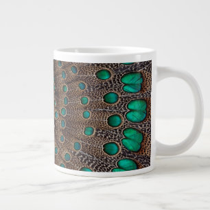 Taza De Café Gigante Diseño Fractal de Pluma de Faisán