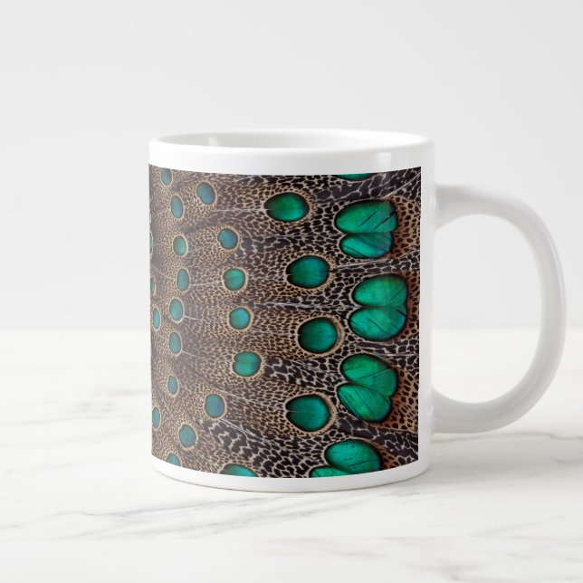 Taza De Café Gigante Diseño Fractal de Pluma de Faisán (Derecha)