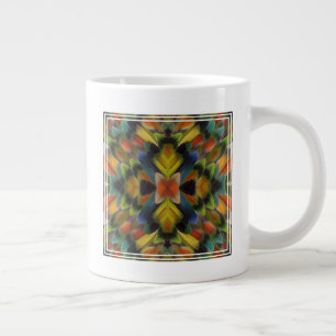 Taza De Café Gigante Diseño fractal de plumas de lovebird