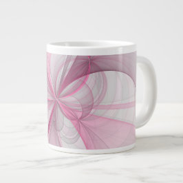 Taza De Café Gigante Diseño fractal gris rosa claro abstracto moderno