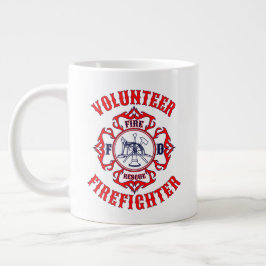 Taza De Café Gigante Diseño llameante de la cruz maltesa del bombero