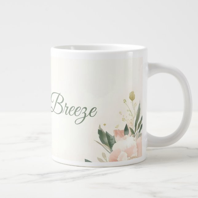 Taza De Café Gigante Diseño Mug de Boda Rubor & Breeze - Floral elegant (Derecha)