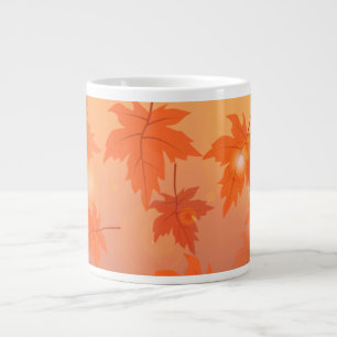 Taza De Café Gigante Diseño otoñal con hojas de arce y efecto bokeh