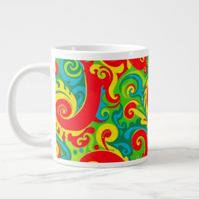 Taza De Café Gigante Diseño psicodélico colorido (Izquierda)