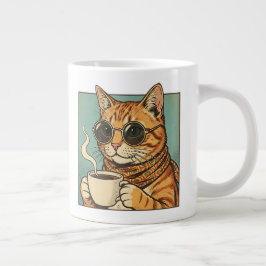 Taza De Café Gigante Diseño Retro de Cool Cat Coffee para Amantes de lo
