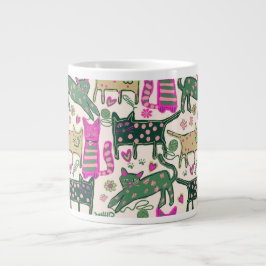 Taza De Café Gigante Diseño Retro de Gato Divertido