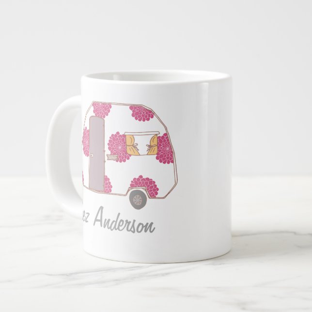 Taza De Café Gigante Diseño Retro Personalizado Propietario de Caravana (Izquierda)