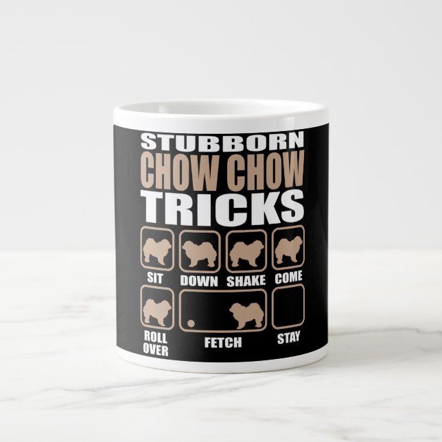 Taza De Café Gigante Diseño Stubborn Chow Chow Tricks (Frente)