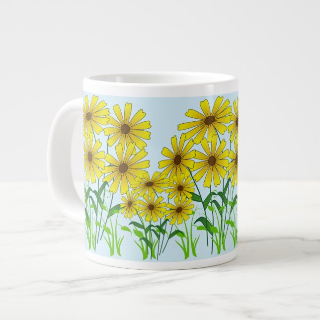 Taza De Café Gigante Disparo floral verde amarillo (Izquierda)