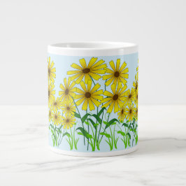Taza De Café Gigante Disparo floral verde amarillo