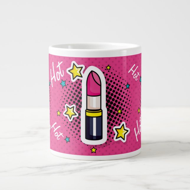 Taza De Café Gigante Diva caliente Chica Pop Art Lipstick Mug (Frente)