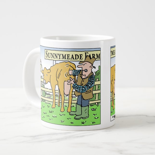 Taza De Café Gigante Divertido agricultor de lácteos en el día de apert (Izquierda)