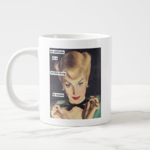 Taza De Café Gigante Divertido ama de casa retro de los años 50 con asn