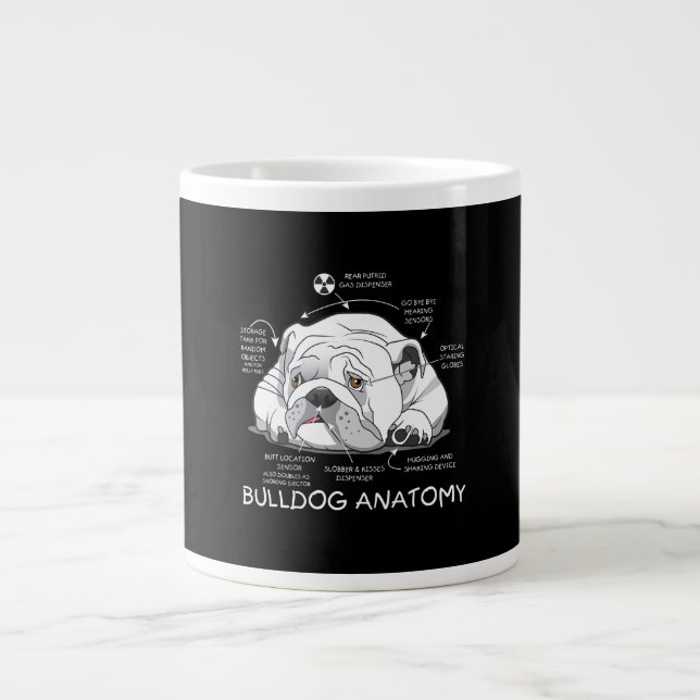 Taza De Café Gigante Divertido Bulldog inglés anatomía biología de perr (Frente)