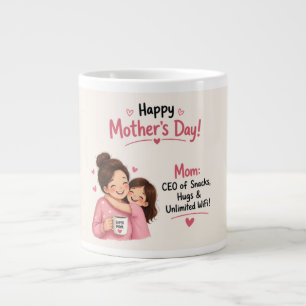 Taza De Café Gigante Divertido CEO de Snacks y Abrazos Ilustración