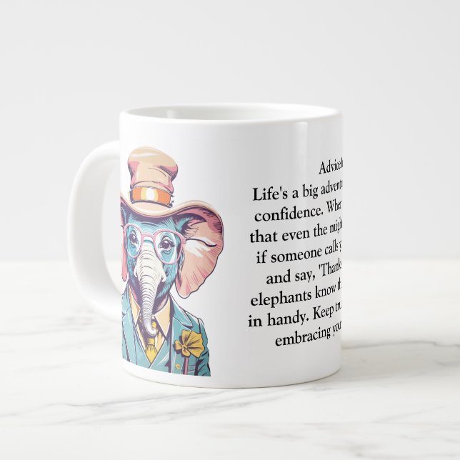 Taza De Café Gigante Divertido Consejo De Un Elefante (Izquierda)