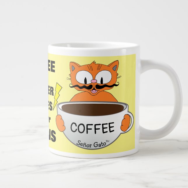 Taza De Café Gigante Divertido gato Personalizado (Derecha)