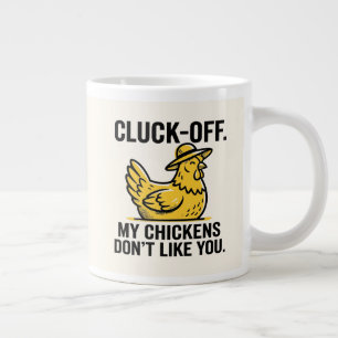 Taza De Café Gigante Divertido Minimalista Amante del Pollo Cluk Off Vi