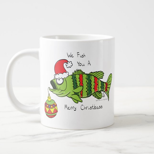 Taza De Café Gigante Divertido Navidad Personalizado de pescado crudo (Izquierda)