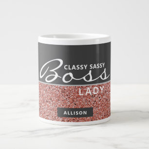 Taza De Café Gigante Divertido nombre de Purpurina Rosa Rosa Lady