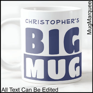 Taza De Café Gigante Divertido Nombre Personalizado Texto Dos Tone Azul