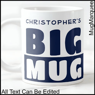 Taza De Café Gigante Divertido Nombre Personalizado Texto Dos Tone Navy