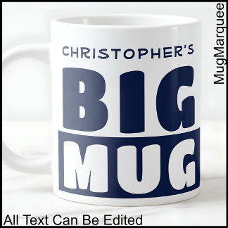 Taza De Café Gigante Divertido Nombre Personalizado Texto Dos Tone Navy