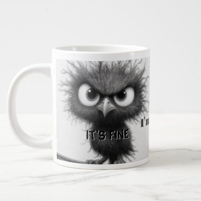 Taza De Café Gigante Divertido pájaro estoy bien es todo está bien (Izquierda)