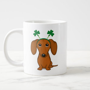 Taza De Café Gigante Divertido perro del Día de San Patricio Dachshund 