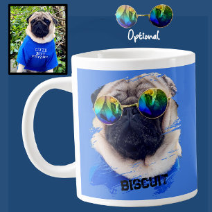 Taza De Café Gigante Divertido Único Pug Gafas De Sol Perro Papá Amante