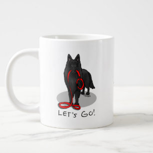 Taza De Café Gigante ¡Divertido! ¡Vamos! Pasear al Pastor Belga (negro 