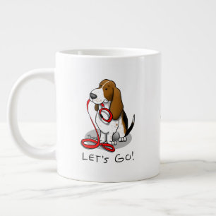 Taza De Café Gigante ¡Divertido! ¡Vamos! Paseo de Basset Hound (tri-col