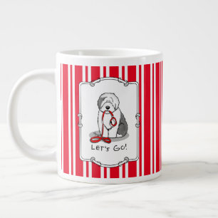 Taza De Café Gigante ¡Divertido Vamos! Walk Old English Sheepdog (Gris 