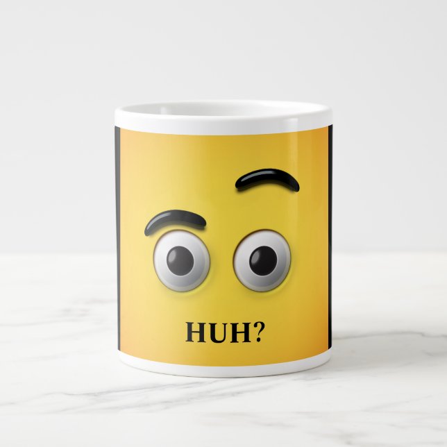 Taza De Café Gigante Divertidos dichos, ¿eh?, "Cara confusa", amarillo  (Frente)
