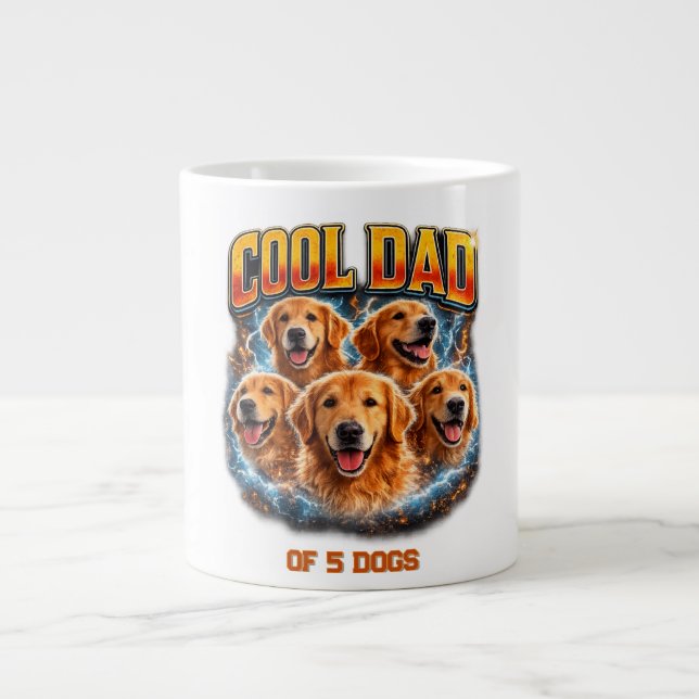 Taza De Café Gigante Dog Dad Portrait Personalized Number Custom Design (Frente)