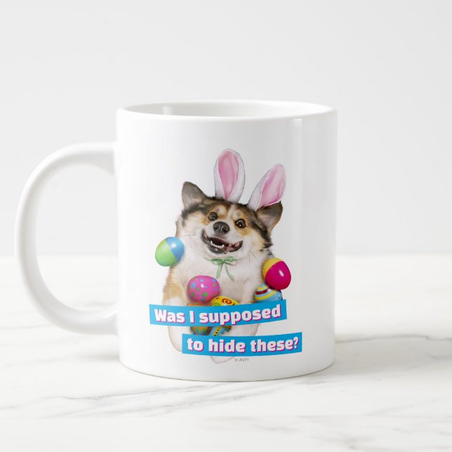 Taza De Café Gigante Dog Laying on Easter Eggs (Izquierda)