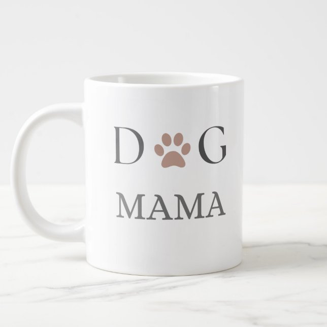 Taza De Café Gigante Dog Mama Paw Print, Mothers Day & Birthday   (Izquierda)