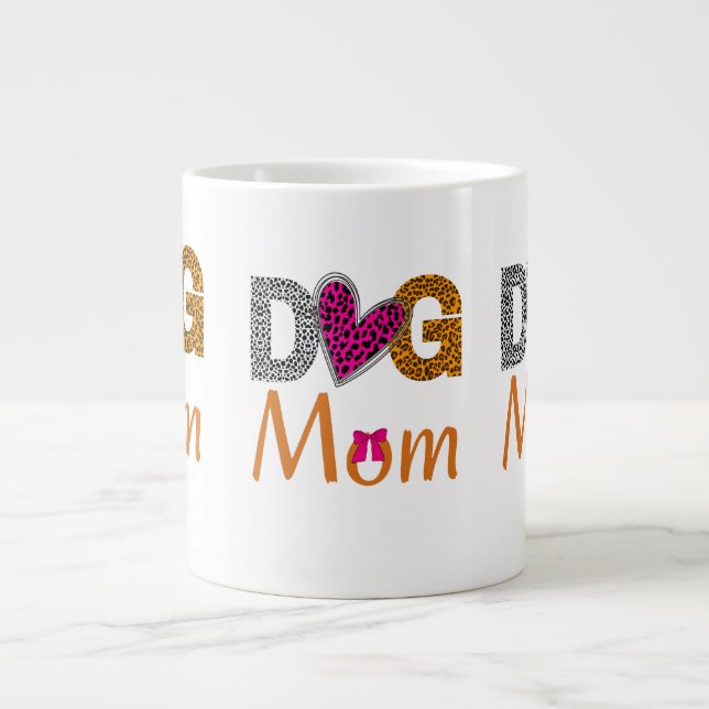 Taza De Café Gigante Dog Mom Leopard Print/Trending Dog  Lover Gift (Frente)