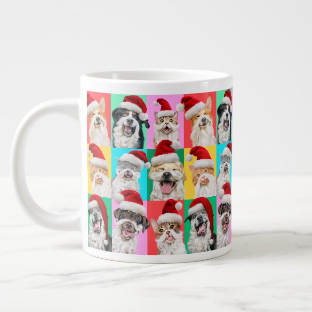 Taza De Café Gigante Dogs and Cats with Santa Beard (Izquierda)