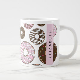 Taza De Café Gigante Donuts rosados, donuts marrones, rociadores, tu no