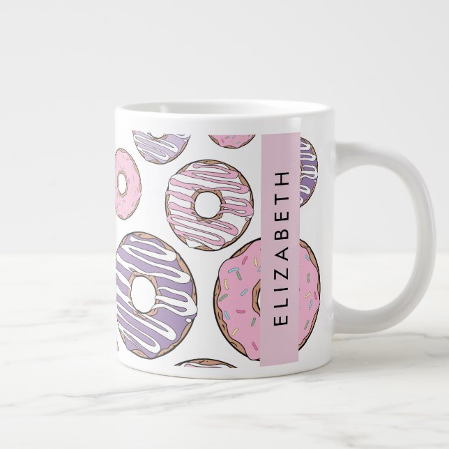 Taza De Café Gigante Donuts rosados, Donuts morados, salpicaduras, tu n (Derecha)