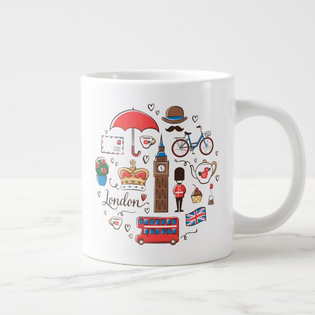 Taza De Café Gigante Doodles de Londres (Derecha)