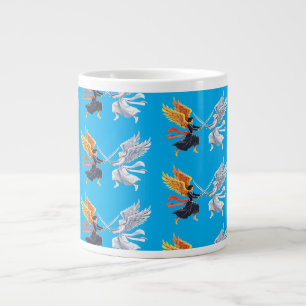 Taza De Café Gigante Dos ángel con espada grande con alas abiertas